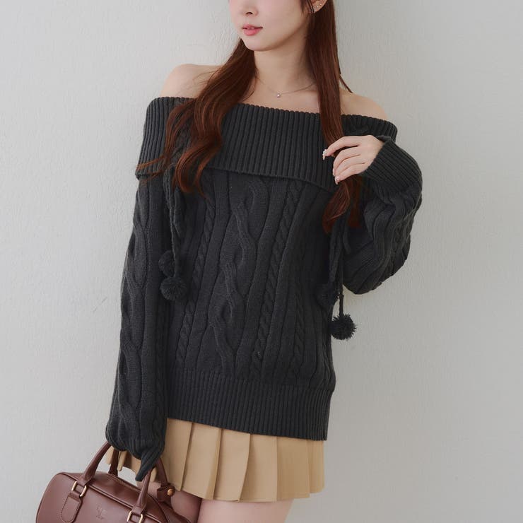 ポンポン付き オフショルケーブルプルオーバー | RMAF　NICE CLAUP / OLIVE des OLIVE | 詳細画像45 