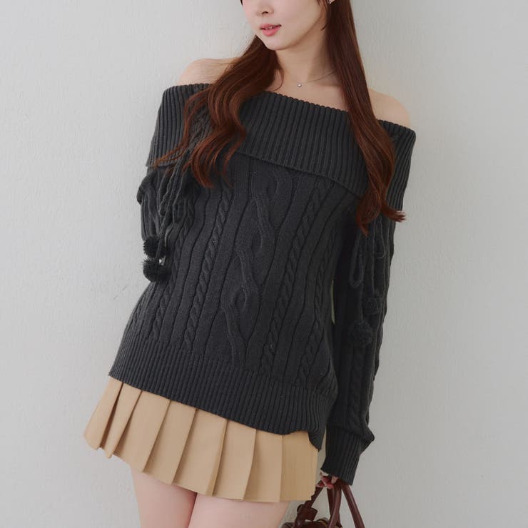 ポンポン付き オフショルケーブルプルオーバー | RMAF　NICE CLAUP / OLIVE des OLIVE | 詳細画像46 