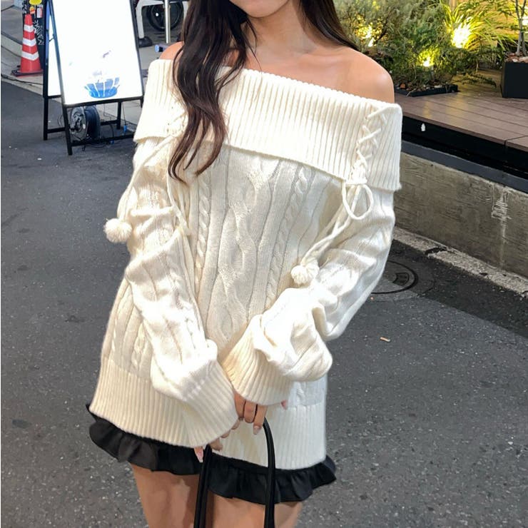 ポンポン付き オフショルケーブルプルオーバー | RMAF　NICE CLAUP / OLIVE des OLIVE | 詳細画像6 