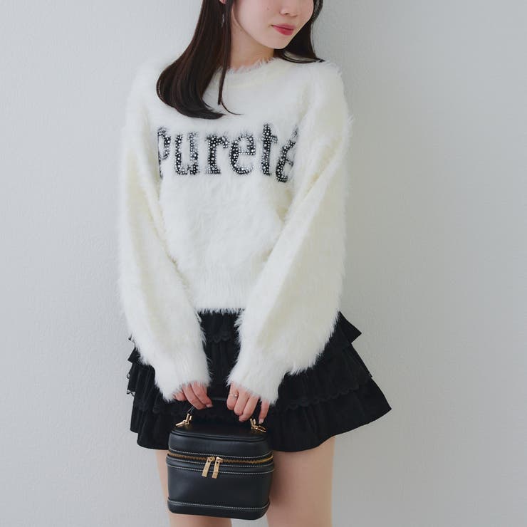 アイボリー | キラリロゴフェザーニット | NICE CLAUP / OLIVE des OLIVE　OUTLET