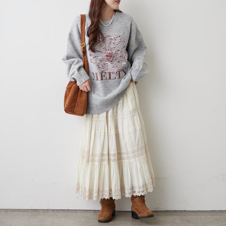 ブラシヤーンお花ジャガードニット | RMAF　NICE CLAUP / OLIVE des OLIVE | 詳細画像7 