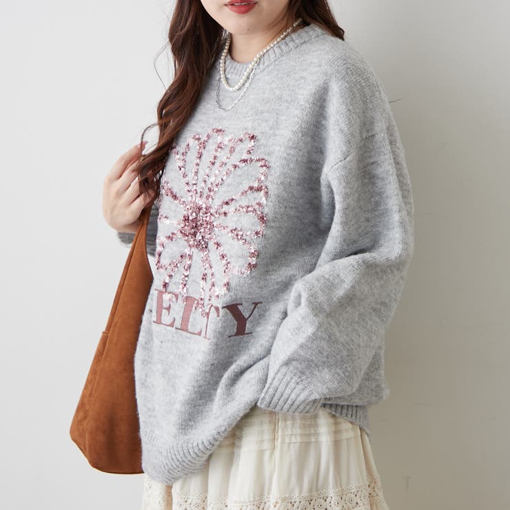 ブラシヤーンお花ジャガードニット | RMAF　NICE CLAUP / OLIVE des OLIVE | 詳細画像3 