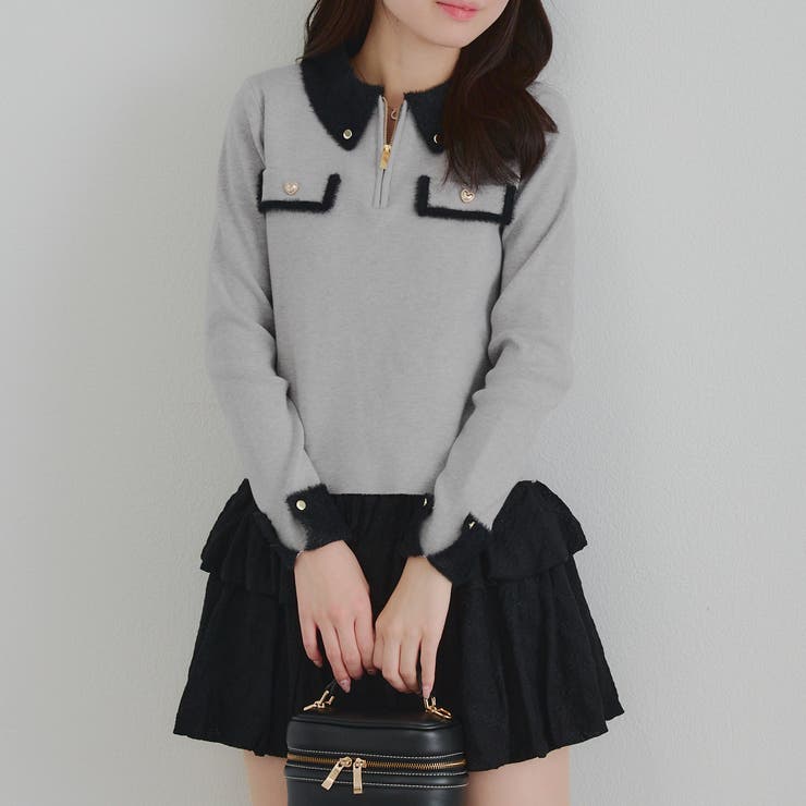 配色フェザーハーフジップニット | RMAF　NICE CLAUP / OLIVE des OLIVE | 詳細画像7 