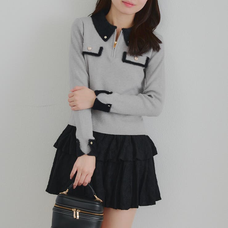 配色フェザーハーフジップニット | RMAF　NICE CLAUP / OLIVE des OLIVE | 詳細画像8 