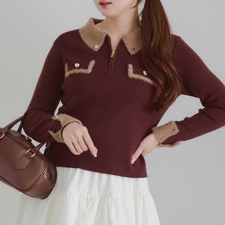 配色フェザーハーフジップニット | RMAF　NICE CLAUP / OLIVE des OLIVE | 詳細画像15 