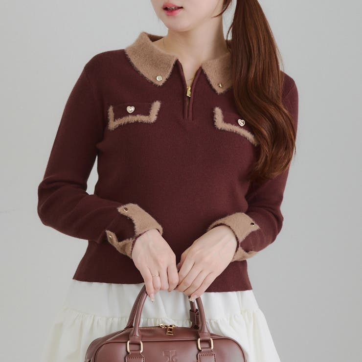 配色フェザーハーフジップニット | RMAF　NICE CLAUP / OLIVE des OLIVE | 詳細画像16 