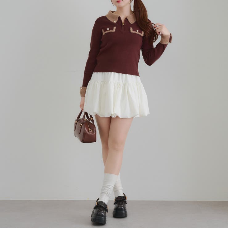 配色フェザーハーフジップニット | RMAF　NICE CLAUP / OLIVE des OLIVE | 詳細画像20 