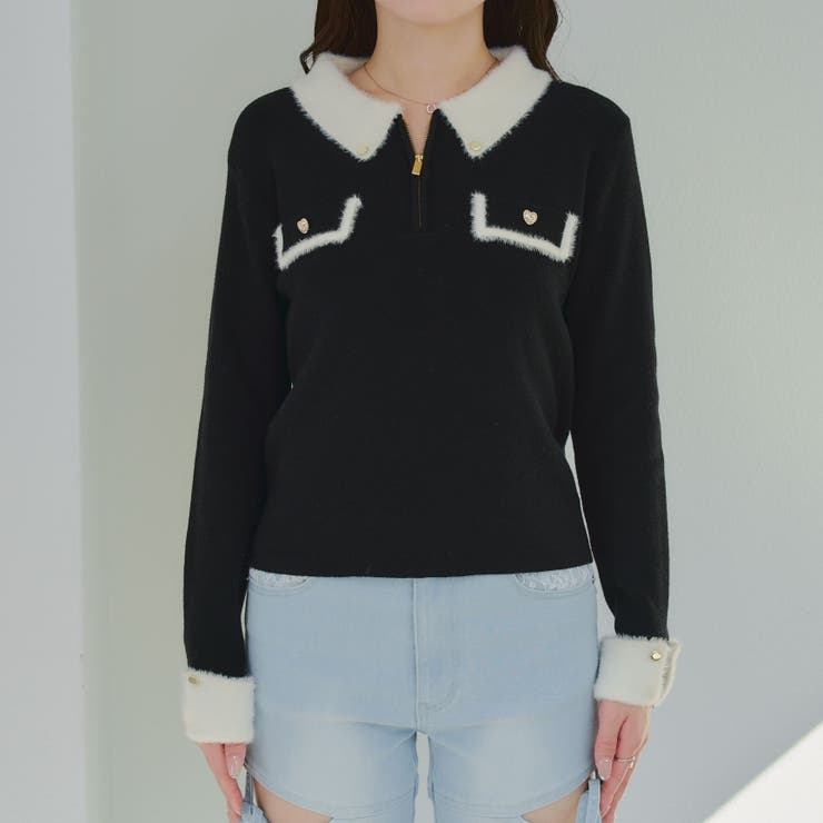 配色フェザーハーフジップニット | RMAF　NICE CLAUP / OLIVE des OLIVE | 詳細画像30 