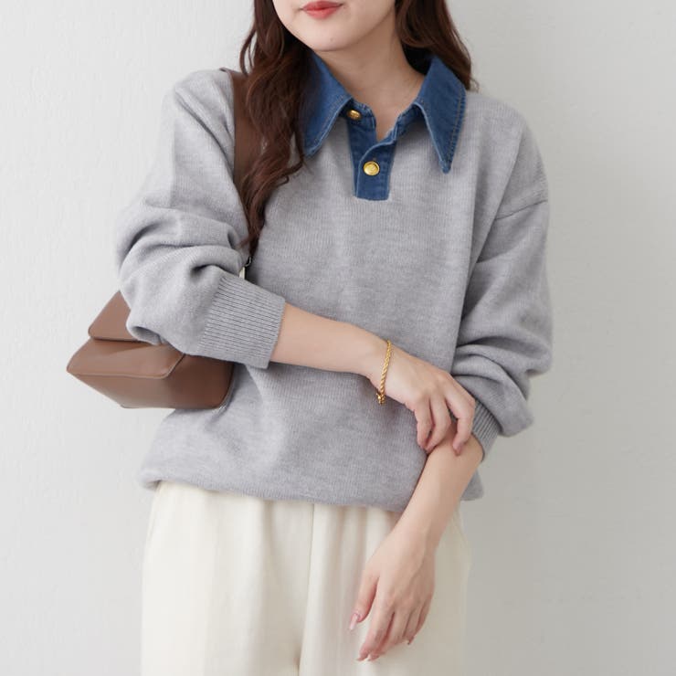 デニム衿ビッグニット | RMAF　NICE CLAUP / OLIVE des OLIVE | 詳細画像14 