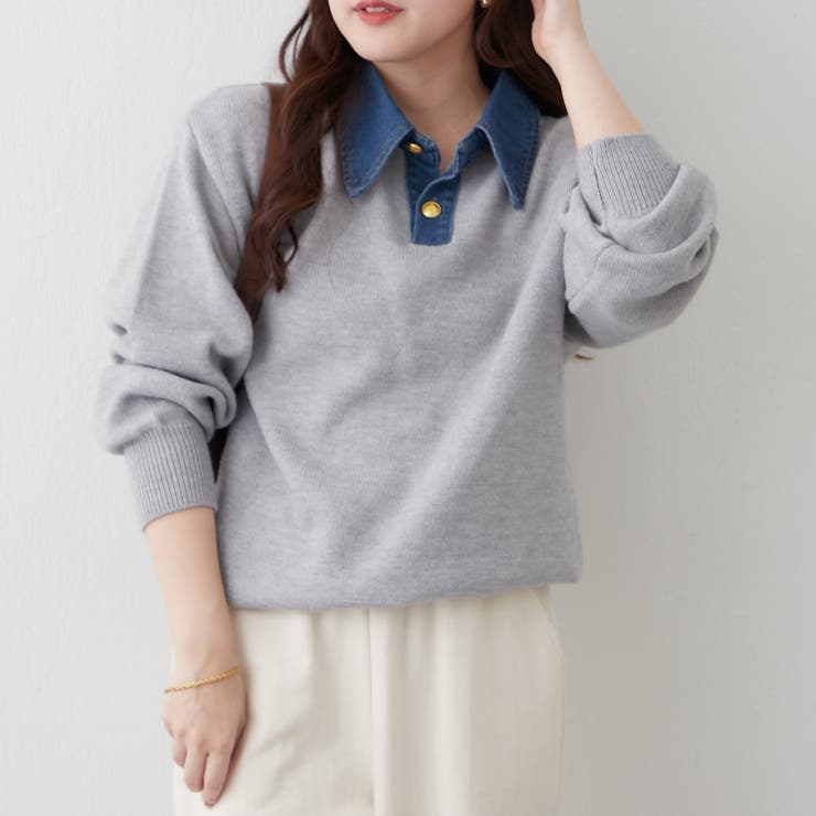 デニム衿ビッグニット | RMAF　NICE CLAUP / OLIVE des OLIVE | 詳細画像15 