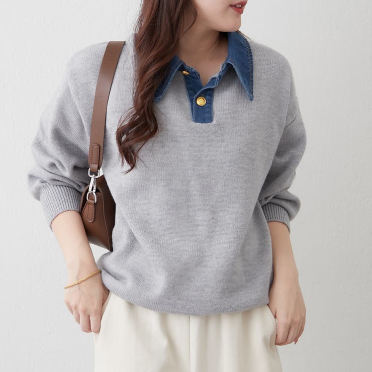 デニム衿ビッグニット | RMAF　NICE CLAUP / OLIVE des OLIVE | 詳細画像16 