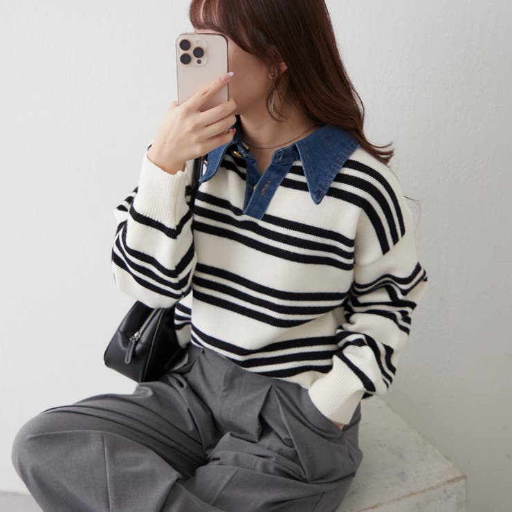 デニム衿ビッグニット | RMAF　NICE CLAUP / OLIVE des OLIVE | 詳細画像31 