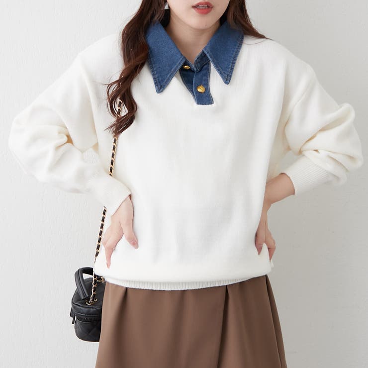 デニム衿ビッグニット | RMAF　NICE CLAUP / OLIVE des OLIVE | 詳細画像5 