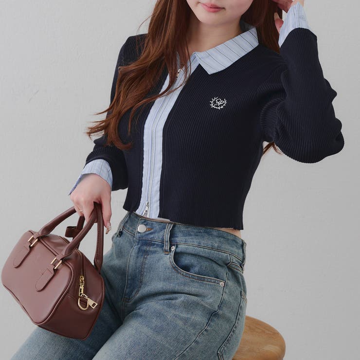 シャツドッキングダブルジップリブニット | RMAF　NICE CLAUP / OLIVE des OLIVE | 詳細画像2 