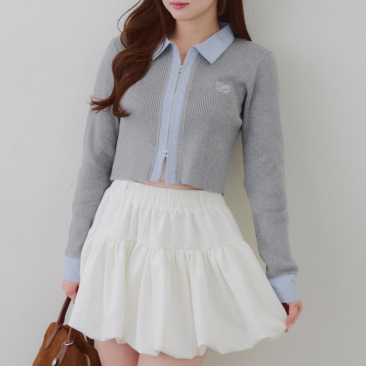 シャツドッキングダブルジップリブニット | RMAF　NICE CLAUP / OLIVE des OLIVE | 詳細画像4 