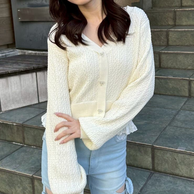 裾レースリボン釦カーディガン | RMAF　NICE CLAUP / OLIVE des OLIVE | 詳細画像43 