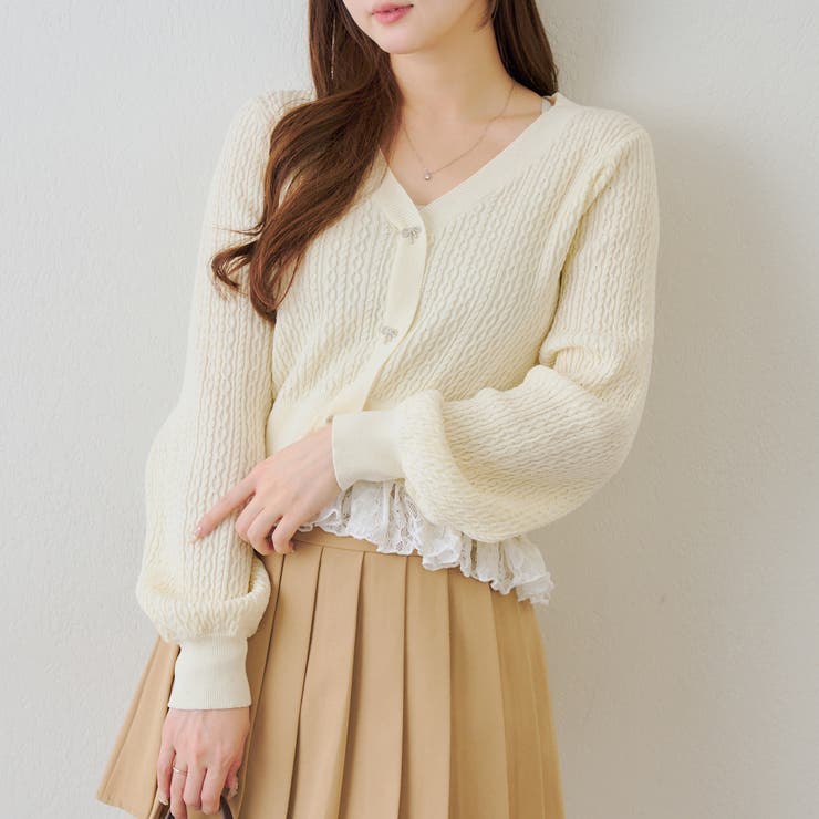 裾レースリボン釦カーディガン | RMAF　NICE CLAUP / OLIVE des OLIVE | 詳細画像10 