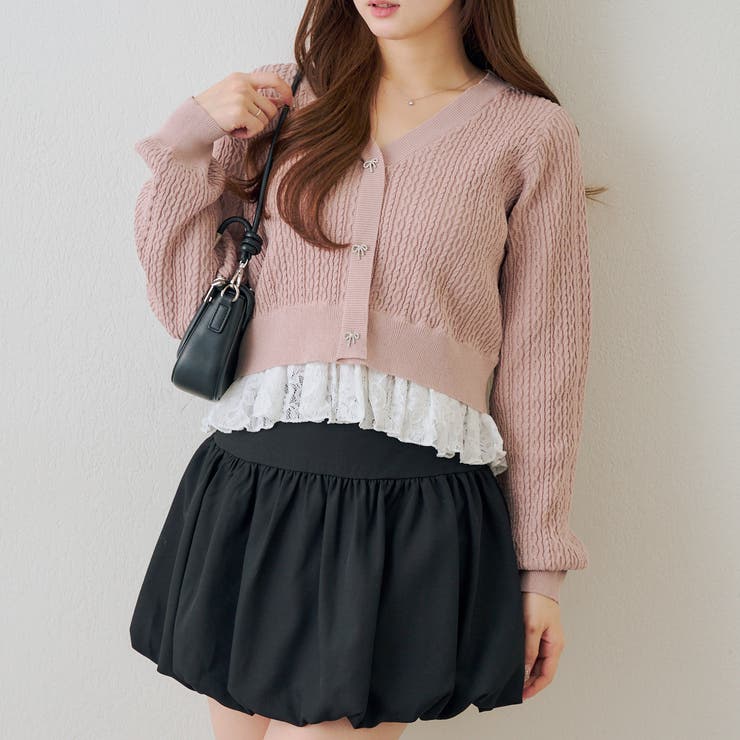 裾レースリボン釦カーディガン | RMAF　NICE CLAUP / OLIVE des OLIVE | 詳細画像2 