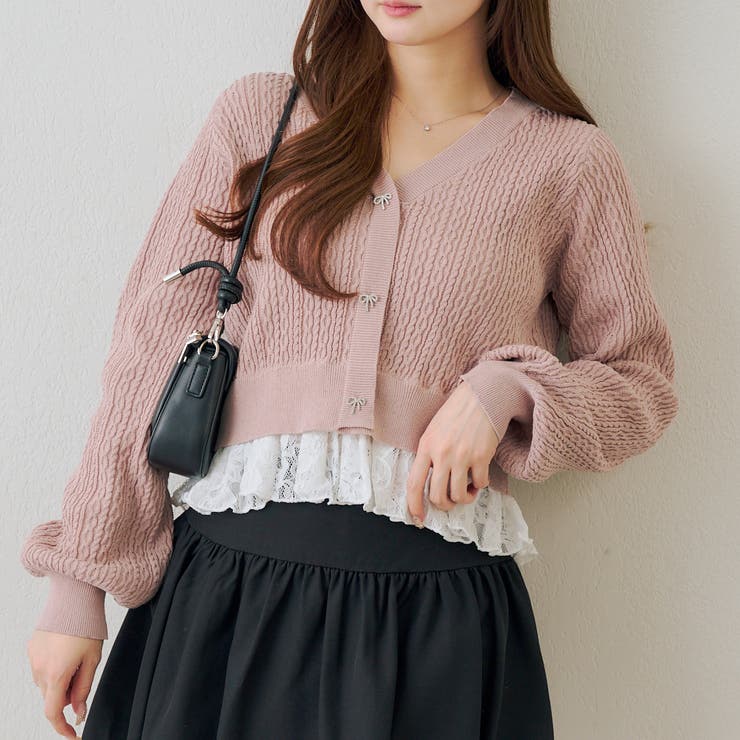 裾レースリボン釦カーディガン | RMAF　NICE CLAUP / OLIVE des OLIVE | 詳細画像3 