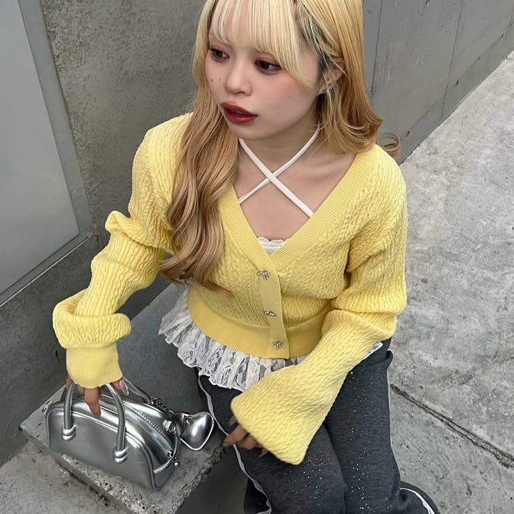 裾レースリボン釦カーディガン | RMAF　NICE CLAUP / OLIVE des OLIVE | 詳細画像1 