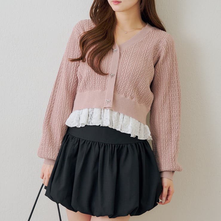 裾レースリボン釦カーディガン | RMAF　NICE CLAUP / OLIVE des OLIVE | 詳細画像4 