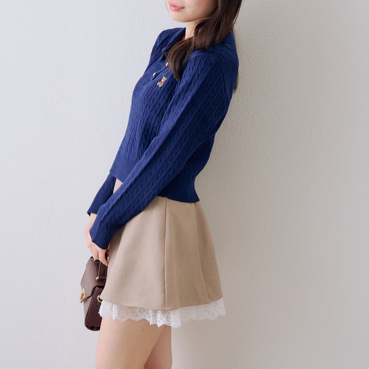 くま刺繍ケーブルポロ | NICE CLAUP / OLIVE des OLIVE　OUTLET | 詳細画像5 