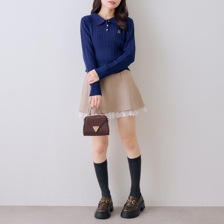 くま刺繍ケーブルポロ | NICE CLAUP / OLIVE des OLIVE　OUTLET | 詳細画像7 