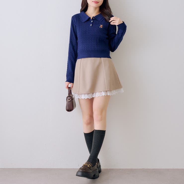 くま刺繍ケーブルポロ | NICE CLAUP / OLIVE des OLIVE　OUTLET | 詳細画像8 