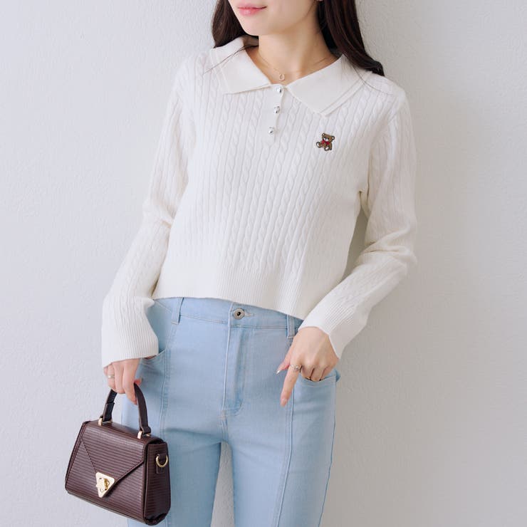 くま刺繍ケーブルポロ | NICE CLAUP / OLIVE des OLIVE　OUTLET | 詳細画像10 