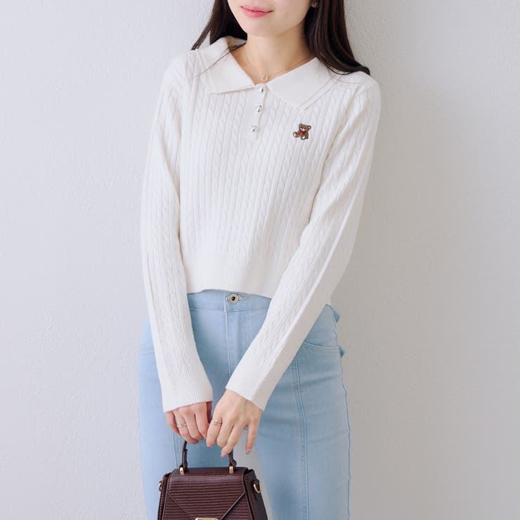 くま刺繍ケーブルポロ | NICE CLAUP / OLIVE des OLIVE　OUTLET | 詳細画像11 