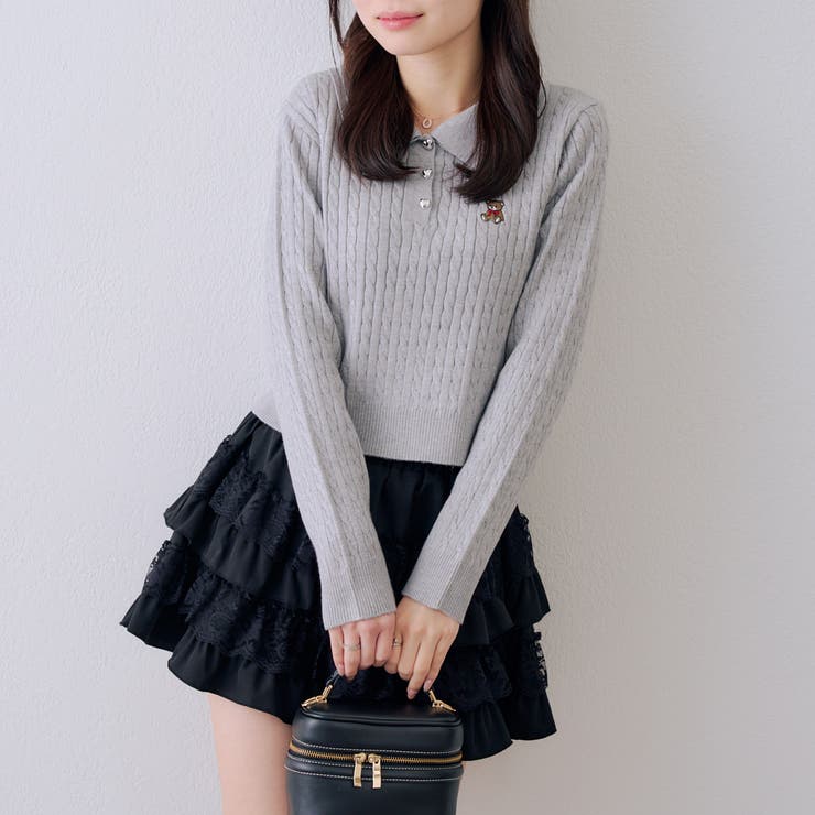 くま刺繍ケーブルポロ | NICE CLAUP / OLIVE des OLIVE　OUTLET | 詳細画像17 