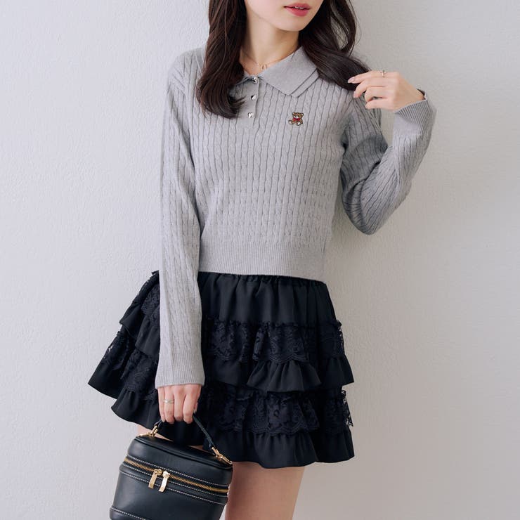 くま刺繍ケーブルポロ | NICE CLAUP / OLIVE des OLIVE　OUTLET | 詳細画像18 