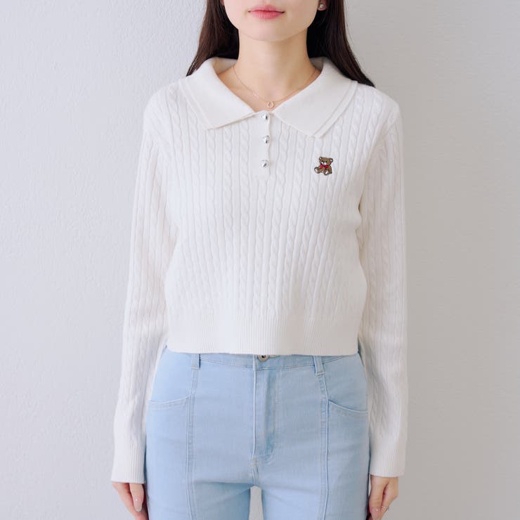 くま刺繍ケーブルポロ | NICE CLAUP / OLIVE des OLIVE　OUTLET | 詳細画像32 