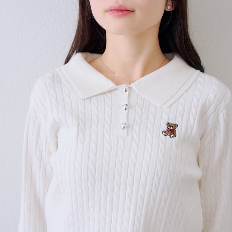 くま刺繍ケーブルポロ | NICE CLAUP / OLIVE des OLIVE　OUTLET | 詳細画像35 