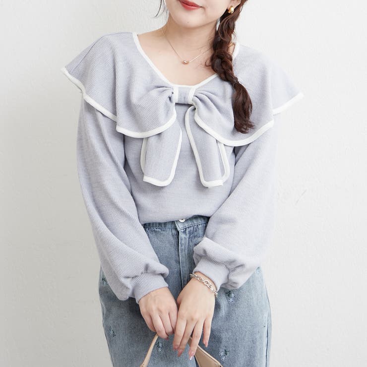 配色リボントップス | RMAF　NICE CLAUP / OLIVE des OLIVE | 詳細画像11 