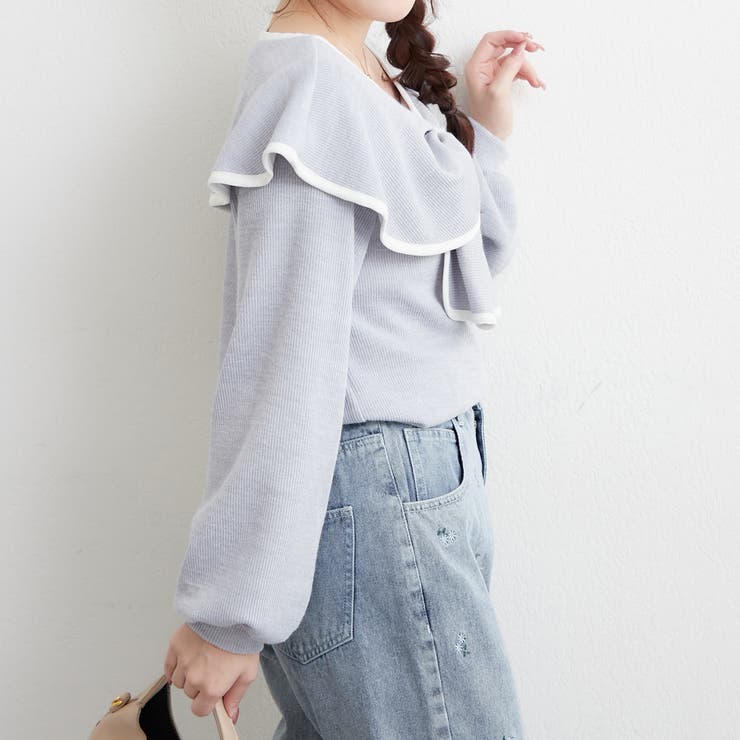 配色リボントップス | RMAF　NICE CLAUP / OLIVE des OLIVE | 詳細画像14 