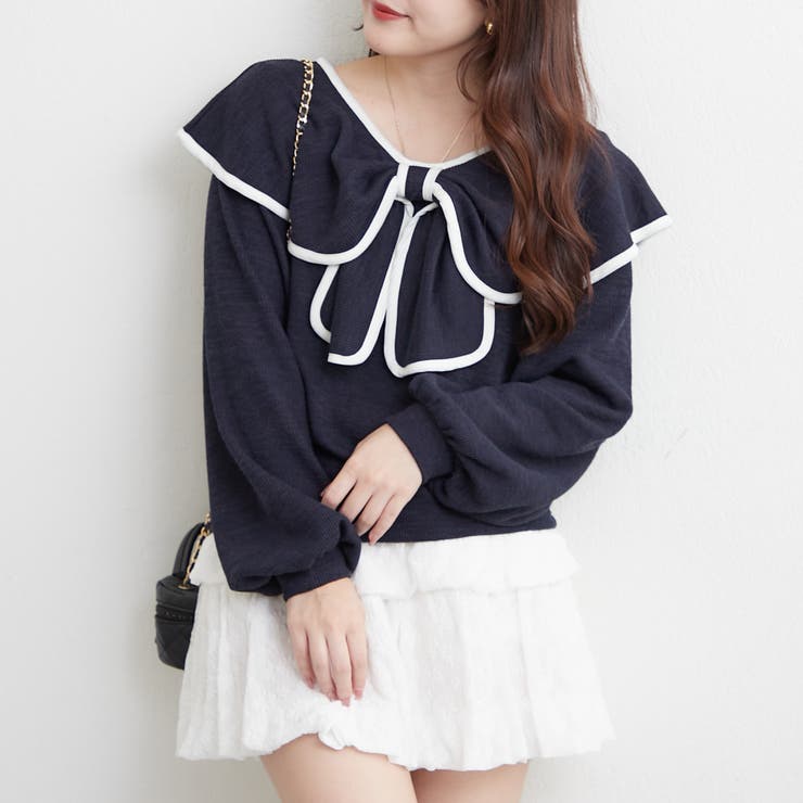 配色リボントップス | RMAF　NICE CLAUP / OLIVE des OLIVE | 詳細画像15 