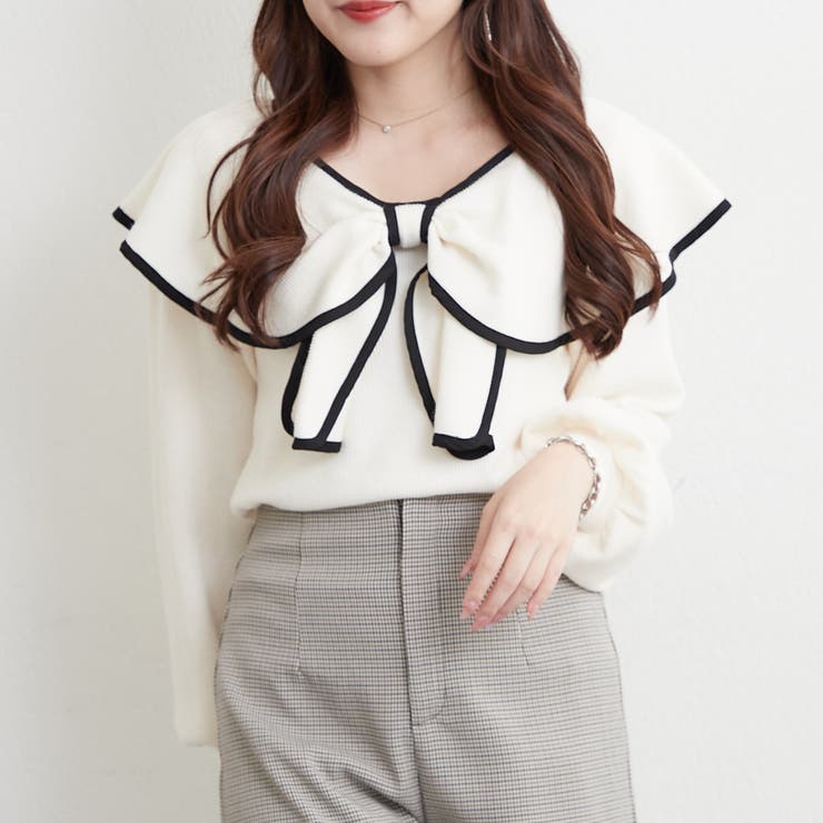 アイボリー | 配色リボントップス | RMAF　NICE CLAUP / OLIVE des OLIVE