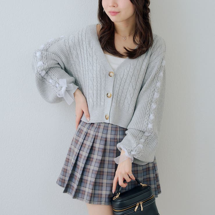 トップグレー | 袖レースアップカーディガン | RMAF　NICE CLAUP / OLIVE des OLIVE