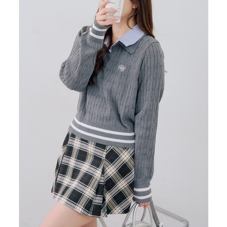 スキッパー布帛ポロニット | RMAF　NICE CLAUP / OLIVE des OLIVE | 詳細画像3 