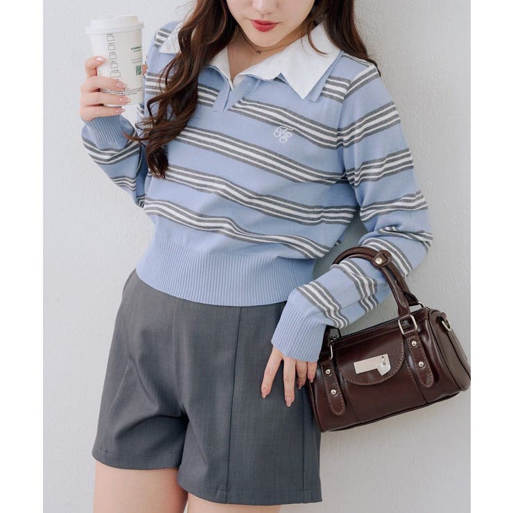 柄1 | スキッパー布帛ポロニット | RMAF　NICE CLAUP / OLIVE des OLIVE