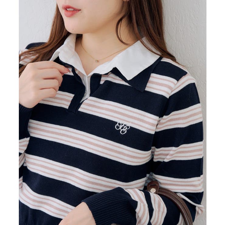 柄2 | スキッパー布帛ポロニット | RMAF　NICE CLAUP / OLIVE des OLIVE