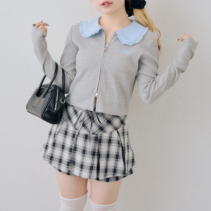 トップグレー | フリル衿ドッキングダブルジップトップス | RMAF　NICE CLAUP / OLIVE des OLIVE