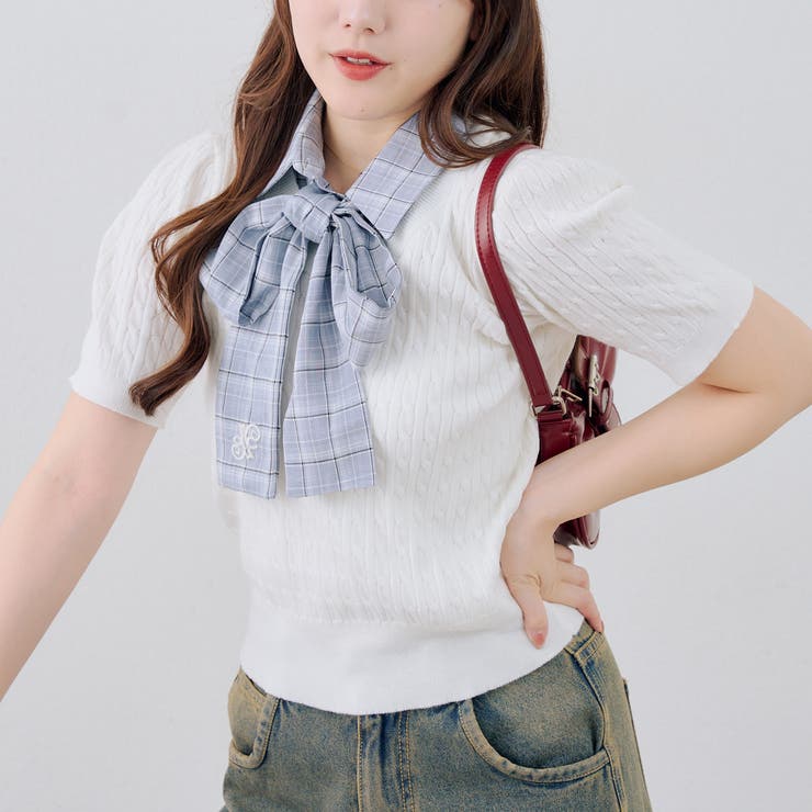 リボンタイケーブル半袖ニット | RMAF　NICE CLAUP / OLIVE des OLIVE | 詳細画像11 