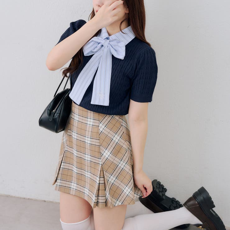 リボンタイケーブル半袖ニット | RMAF　NICE CLAUP / OLIVE des OLIVE | 詳細画像2 