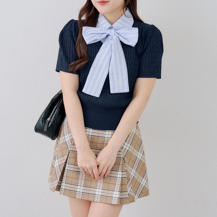 リボンタイケーブル半袖ニット | RMAF　NICE CLAUP / OLIVE des OLIVE | 詳細画像3 