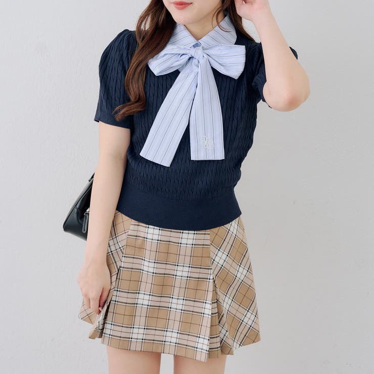 リボンタイケーブル半袖ニット | RMAF　NICE CLAUP / OLIVE des OLIVE | 詳細画像4 