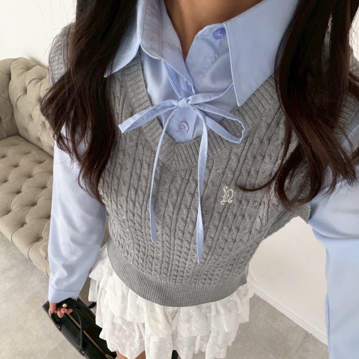 シャツ+ニットベストドッキングプルオーバー | RMAF　NICE CLAUP / OLIVE des OLIVE | 詳細画像8 