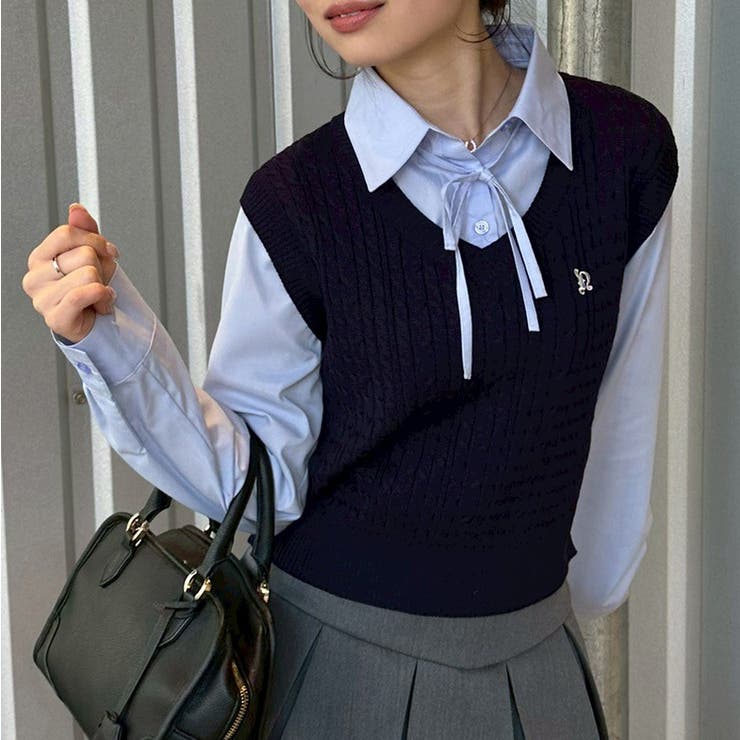 シャツ+ニットベストドッキングプルオーバー | RMAF　NICE CLAUP / OLIVE des OLIVE | 詳細画像10 