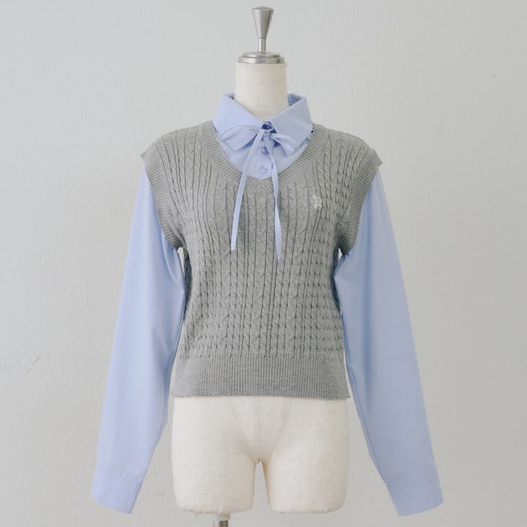 シャツ+ニットベストドッキングプルオーバー | RMAF　NICE CLAUP / OLIVE des OLIVE | 詳細画像55 